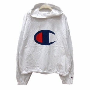 【中古】チャンピオン CHAMPION パーカー プルオーバー プリント 長袖 M 白 ホワイト /MN レディース