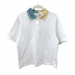 【中古】ユニクロ UNIQLO JWANDERSON ポロシャツ 半袖 鹿の子 切替 L 白 ホワイト /CT レディース