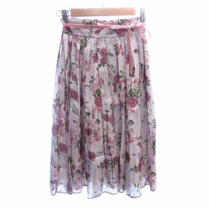 【中古】ジルバイジルスチュアート JILL by JILLSTUART プリーツスカート ミモレ ロング 光沢 花柄 S ピンク