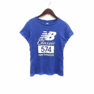 【中古】ニューバランス NEW BALANCE Tシャツ カットソー ロゴプリント 半袖 S 青 ブルー /YK レディース