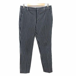 【中古】ザラウーマン ZARA WOMAN テーパードパンツ ストライプ ストレッチ M 紺 ネイビー /CT ■MO レディース