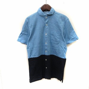 【中古】ボイコット BOYCOTT シャツ バイカラー 半袖 3 水色 紺 ネイビー /YI メンズ