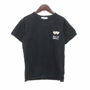 【中古】ジュエティ jouetie Tシャツ カットソー 半袖 クルーネック 刺繍 UFO プリント M 黒 ブラック /CT レディース