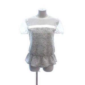 【中古】ジルスチュアート JILL STUART ブラウス ペプラム 切替 シアー レース 半袖 S アイボリー 白 グレー /YK