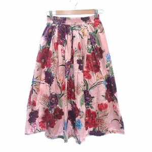 【中古】ザラウーマン ZARA WOMAN フレアスカート タック ロング 花柄 S ピンク /CT レディース