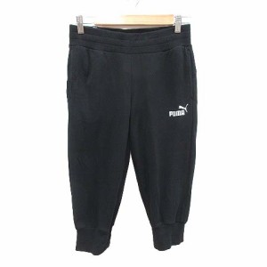 【中古】プーマ PUMA ジョガーパンツ クロップド スウェット ロゴプリント M 黒 ブラック /CT レディース