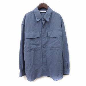 【中古】ザラ ZARA シャツ 長袖 紺 ネイビー /YI メンズ