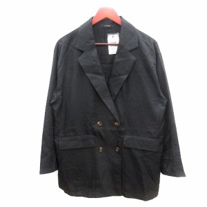 【中古】未使用品 ダブルクローゼット w closet シャツジャケット テーラード ダブル オーバーサイズ F 黒 ブラック