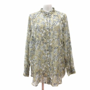 【中古】アングリッド UNGRID シャツ 花柄 長袖 シアー F 緑 うぐいす色 /MN レディース