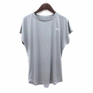 【中古】フィラ FILA Tシャツ カットソー フレンチスリーブ クルーネック ロゴプリント M グレー /CT レディース