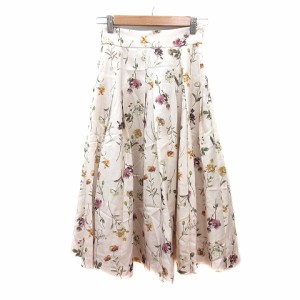 【中古】ジルバイジルスチュアート JILL by JILLSTUART フレアスカート ミモレ ロング 花柄 S 白 アイボリー