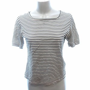 【中古】エッシュ esche カットソー Tシャツ ボートネック ボーダー 半袖 42 ベージュ /AU レディース