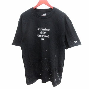 【中古】ニューエラ NEW ERA カットソー Tシャツ クルーネック プリント 半袖 XL 黒 ブラック /AU メンズ