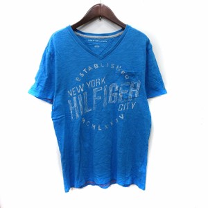 【中古】トミーヒルフィガー TOMMY HILFIGER Tシャツ カットソー 半袖 M 青 ブルー /YI メンズ