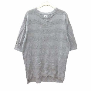 【中古】タケオキクチ TAKEO KIKUCHI Tシャツ カットソー 半袖 ニット 切替 メッシュ クルーネック 4 グレー メンズ