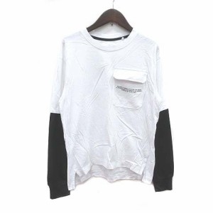 【中古】ザラ ZARA Tシャツ カットソー 長袖 重ね着風 切替 クルーネック プリント ロゴ 11-12 白 ホワイト キッズ
