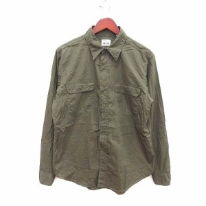 【中古】ビッグヤンク BIG YANK ミリタリーシャツ 長袖 L 緑 カーキ /CT メンズ