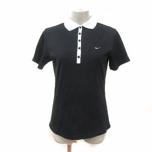 【中古】ナイキゴルフ NIKE GOLF ポロシャツ ワンポイント 半袖 L 黒 ブラック 白 ホワイト /MS レディース