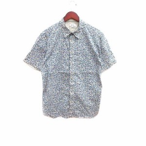 【中古】ランバンオンブルー LANVIN en Bleu シャツ 総柄 半袖 50 青 ブルー /YK メンズ