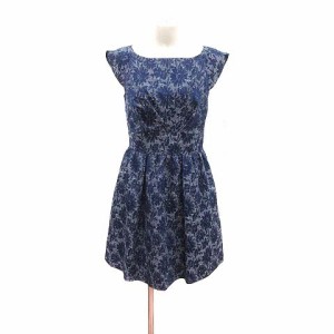 【中古】ジルバイジルスチュアート JILL by JILLSTUART ワンピース フレア ミニ 花柄 フレンチスリーブ M 紺 /YK