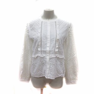 【中古】ザラ ZARA シャツ レース 長袖 S 白 ホワイト /MS レディース