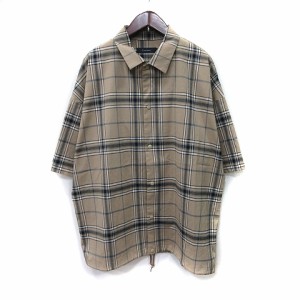 【中古】レイジブルー RAGEBLUE シャツ 半袖 チェック M ベージュ /YI メンズ