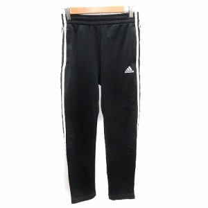 【中古】アディダス adidas パンツ ジャージ 切替 メッシュ ライン プリント 150 黒 ブラック /AU キッズ