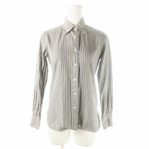 【中古】メーカーズシャツ鎌倉 MAKER'S SHIRT KAMAKURA シャツ レギュラー 長袖 コットン ストライプ 通勤 7 茶