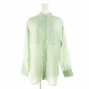 【中古】ローリーズファーム ブラウス シャツ シアー バンドカラー 長袖 透け感 オーバーサイズ F 緑 モスグリーン