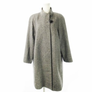 【中古】クチュール ファイン COUTURE Fine コート カシミア スタンドカラー ロング丈 起毛 ヘリンボーン M~L グレー