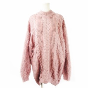 【中古】未使用品 グレイル GRL ワンピース ニット ミニ モックネック 長袖 切替 シャギー F ダスティピンク /CK4