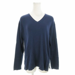 【中古】ユニクロ UNIQLO × イネス INES DE LA FRESSANGE ニット セーター Vネック 長袖 スリット シンプル S 紺