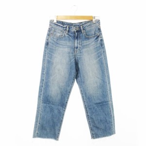 【中古】ジーナシス JEANASIS パンツ デニム ジーンズ ワイド テーパード アンクル グランジ カットオフ M 青