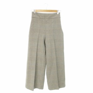 【中古】ザラウーマン ZARA WOMAN パンツ スラックス ワイド ハイウエスト ストレッチ グレンチェック XS グレー