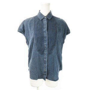 【中古】ラグ&ボーン RAG&BONE /JEAN シャツ ブラウス 半袖 フレンチスリーブ ヨーク切替 ステッチ デニム XS 紺