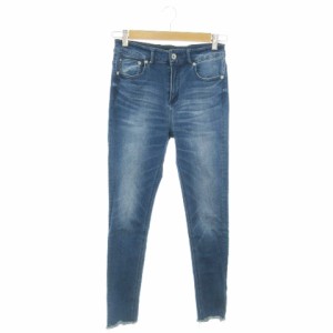 【中古】ジーナシス JEANASIS パンツ デニム ジーンズ スキニー ストレッチ カットオフ ウォッシュ加工 S 青 ブルー 