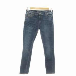 【中古】ザラ ベーシック Z1975 DENIM パンツ デニム ジーンズ スキニー ストレッチ ローライズ ウォッシュ加工 38 紺