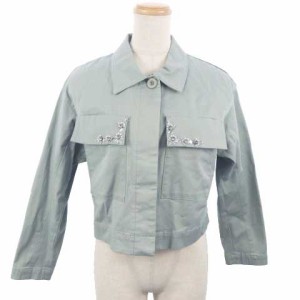 【中古】ジルバイジルスチュアート 18SS ジャケット ショート ステンカラー ビジュー ボタンアップ M 青 レディース