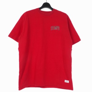 【中古】未使用品 スタンプド STAMPD Collegiate Tee プリント ロゴ Tシャツ 半袖 カットソー M 赤 レッド