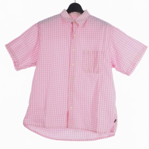 【中古】レットイットライド LET IT RIDE チェック シャツ 半袖 シャツ F ピンク メンズ