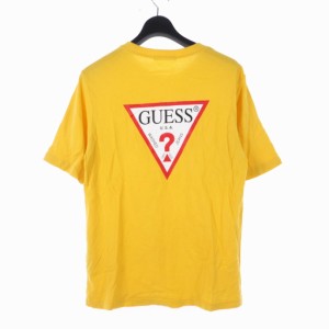 【中古】ゲス GUESS バックロゴ ルーズ Tシャツ 半袖 カットソー S イエロー 黄 MJ2K9418K メンズ