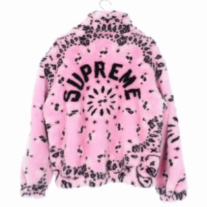 【中古】シュプリーム SUPREME 21SS Bandana Faux Fur Bomber Jacket バンダナ柄 ファー ボンバージャケット L ピンク