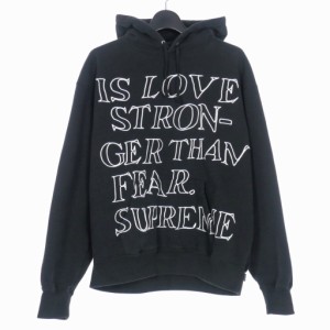 【中古】未使用品 シュプリーム SUPREME 23SS Stronger Than Fear Hooded 刺繍 パーカー フーディ M ブラック 黒