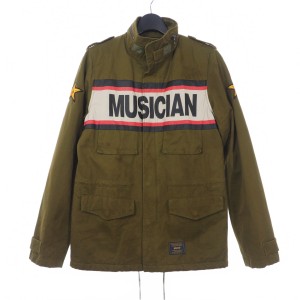 【中古】グラム glamb M-65 MUSICIAN プリント ミリタリージャケット ブルゾン 2 カーキ 緑 GB16SP/JKT03 メンズ