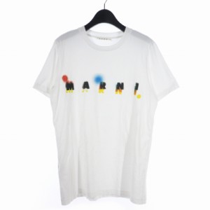 【中古】マルニ MARNI ロゴ プリント Tシャツ クルーネック 46 白 ホワイト HUMU0170P0 メンズ