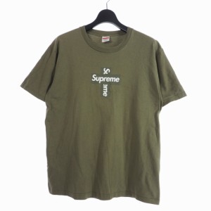 【中古】シュプリーム SUPREME 20AW Cross Box Logo Tee クロスボックスロゴ プリント Tシャツ 半袖 M オリーブ