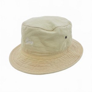 【中古】ステューシー STUSSY バケット ハット 帽子 ワンポイントロゴ S/M ベージュ  メンズ