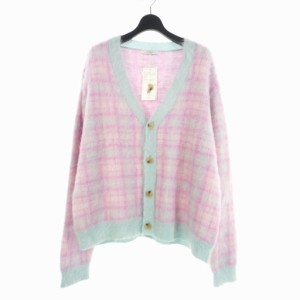 【中古】ジエダ Jieda 23AW MOHAIR CHECKED CARDIGAN モヘア チェック カーディガン 2 ピンク jie-23W-KN02 メンズ