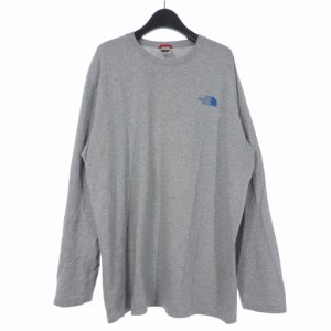 【中古】ザノースフェイス THE NORTH FACE バックロゴ プリント Tシャツ 長袖 ロンT カットソー XXL グレー メンズ