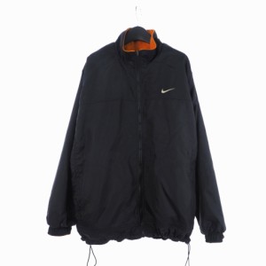 【中古】ナイキ NIKE 90s リバーシブル シェルド フリース ジャケット ブルゾン L 黒 ブラック オレンジ    